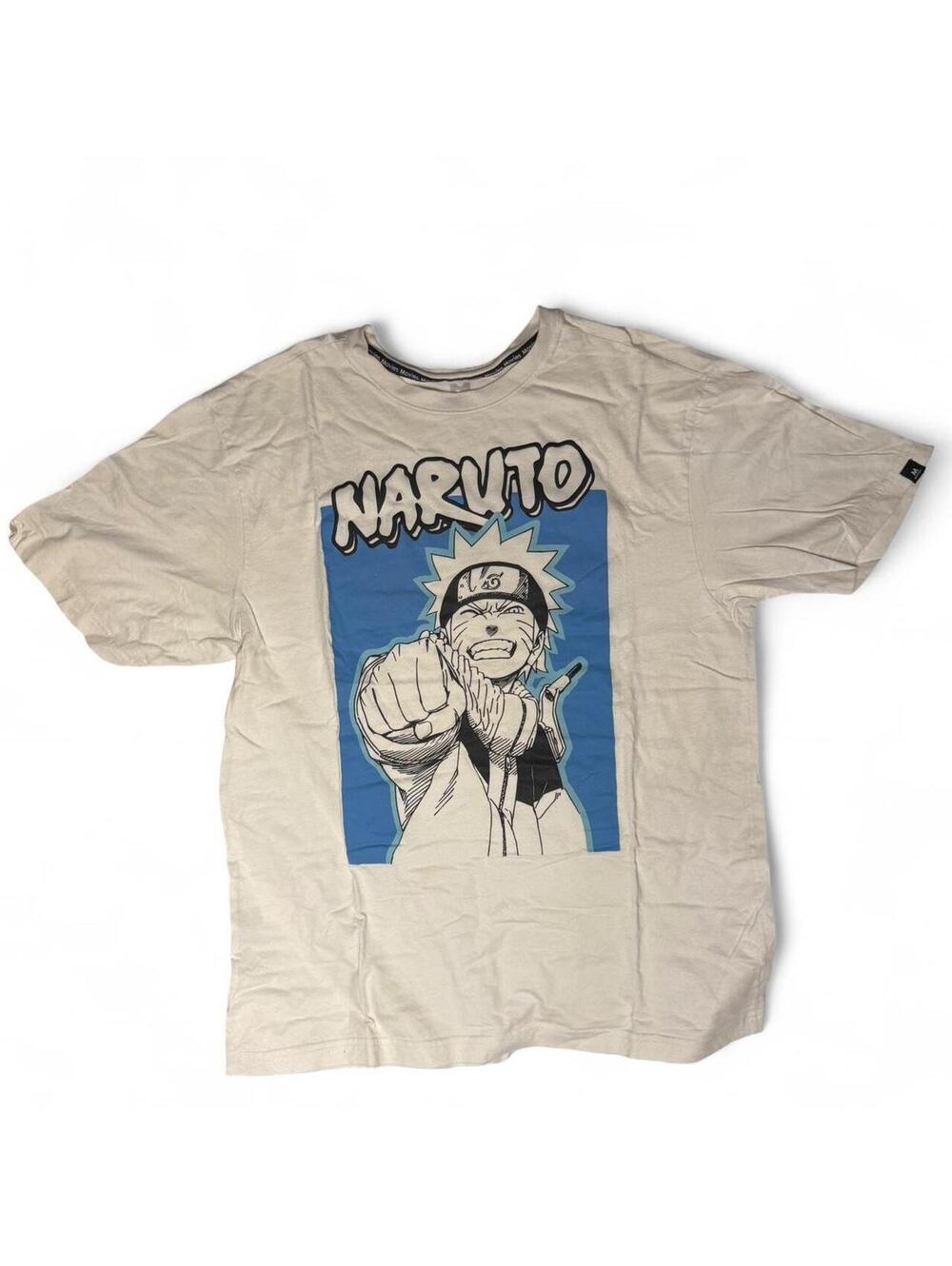 Hot Topic Boxy Off-White Cotton Naruto Shippuden Anime Graphic T-Shirt Size L